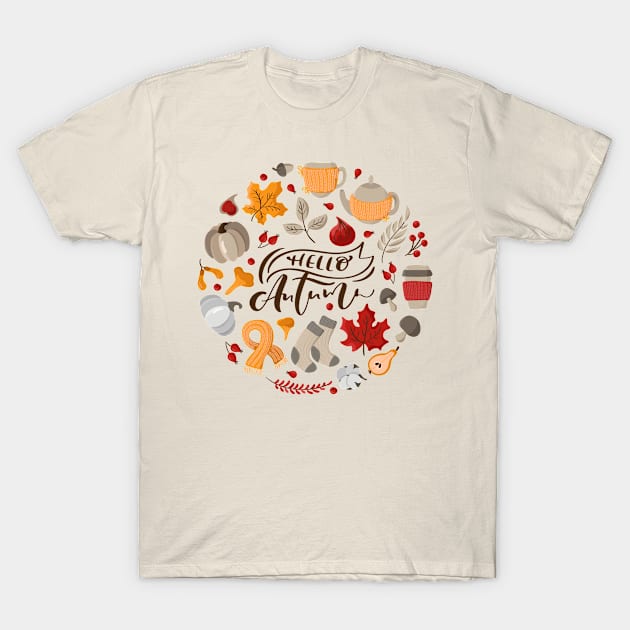 Hello Autumn - Thanksgiving - Welcome Fall T-Shirt by igzine